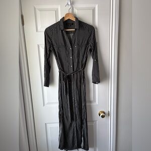 Dynamite Black and White Striped Long Sleeve Dress